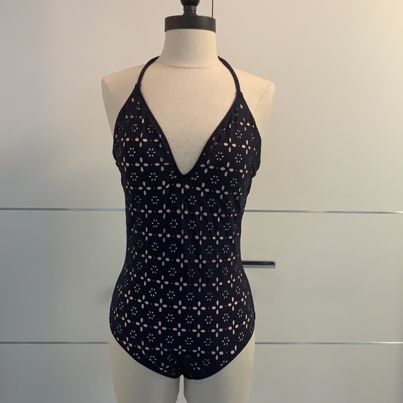 NWT! JCrew Halter One-piece Swimsuit in Lazer Cut Eyelet size 12 - Picture 2 of 12